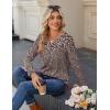 imageZeagoo Long Sleeve Shirts for Women Casual V Neck Fall Tops Dressy Summer Work Blouses ClothesFloral Brown