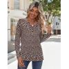 imageZeagoo Long Sleeve Shirts for Women Casual V Neck Fall Tops Dressy Summer Work Blouses ClothesFloral Brown