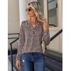 imageZeagoo Long Sleeve Shirts for Women Casual V Neck Fall Tops Dressy Summer Work Blouses ClothesFloral Brown