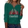 imageZeagoo Long Sleeve Shirts for Women Casual V Neck Fall Tops Dressy Summer Work Blouses ClothesChristmas Green