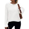 imageZeagoo Womens Crew Neck Cropped Sweater 2025 Fall Long Sleeve Chunky Knit Pullover Sweater TopsWhite