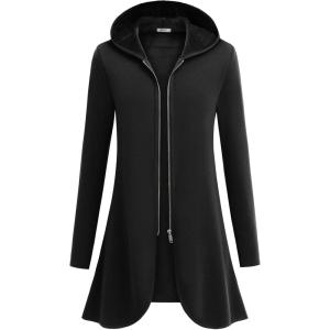 imageZeagoo Womens Fall Jacket 2025 Zip Up Hoodies Long Sleeve Long Tunic Sweatshirts Oversized Fleece Casual Coat with PocketAfleece Fabricblack