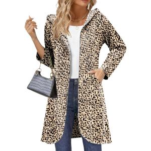 imageZeagoo Womens Fall Jacket 2025 Zip Up Hoodies Long Sleeve Long Tunic Sweatshirts Oversized Fleece Casual Coat with PocketAfleece Fabricleopard