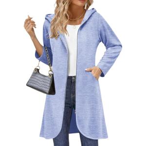 imageZeagoo Womens Fall Jacket 2025 Zip Up Hoodies Long Sleeve Long Tunic Sweatshirts Oversized Fleece Casual Coat with PocketAfleece Fabriclight Gray