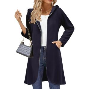 imageZeagoo Womens Fall Jacket 2025 Zip Up Hoodies Long Sleeve Long Tunic Sweatshirts Oversized Fleece Casual Coat with PocketAfleece Fabricnavy Blue
