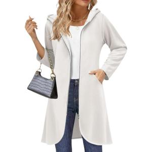 imageZeagoo Womens Fall Jacket 2025 Zip Up Hoodies Long Sleeve Long Tunic Sweatshirts Oversized Fleece Casual Coat with PocketAfleece Fabricwhite