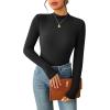 imageZeagoo Womens Long Sleeve Stretch Shirts Mock Neck Ribbed TShirt Fitted Casual Basic Tops 2024Black