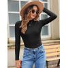 imageZeagoo Womens Long Sleeve Stretch Shirts Mock Neck Ribbed TShirt Fitted Casual Basic Tops 2024Black