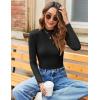imageZeagoo Womens Long Sleeve Stretch Shirts Mock Neck Ribbed TShirt Fitted Casual Basic Tops 2024Black