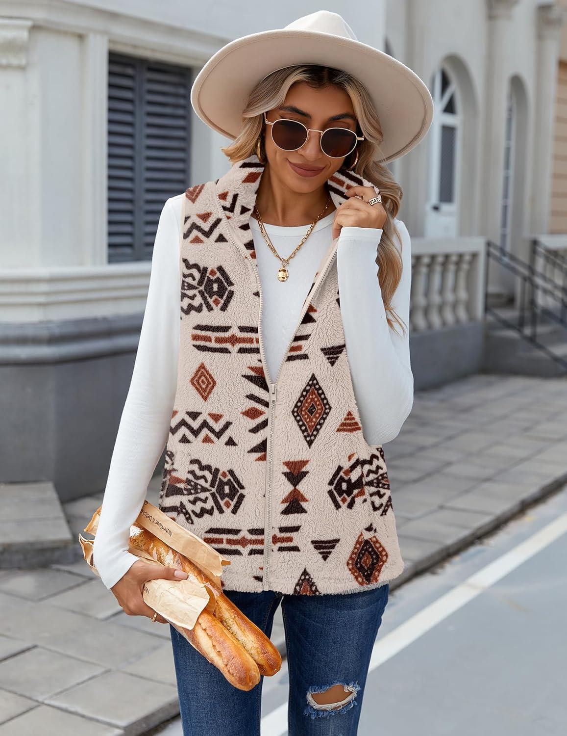 imageZeagoo Vest For Women Sleeveless Sherpa Fleece Jackets Lightweight Zip Up Fall Winter Coats With PocketsMulticolor 533