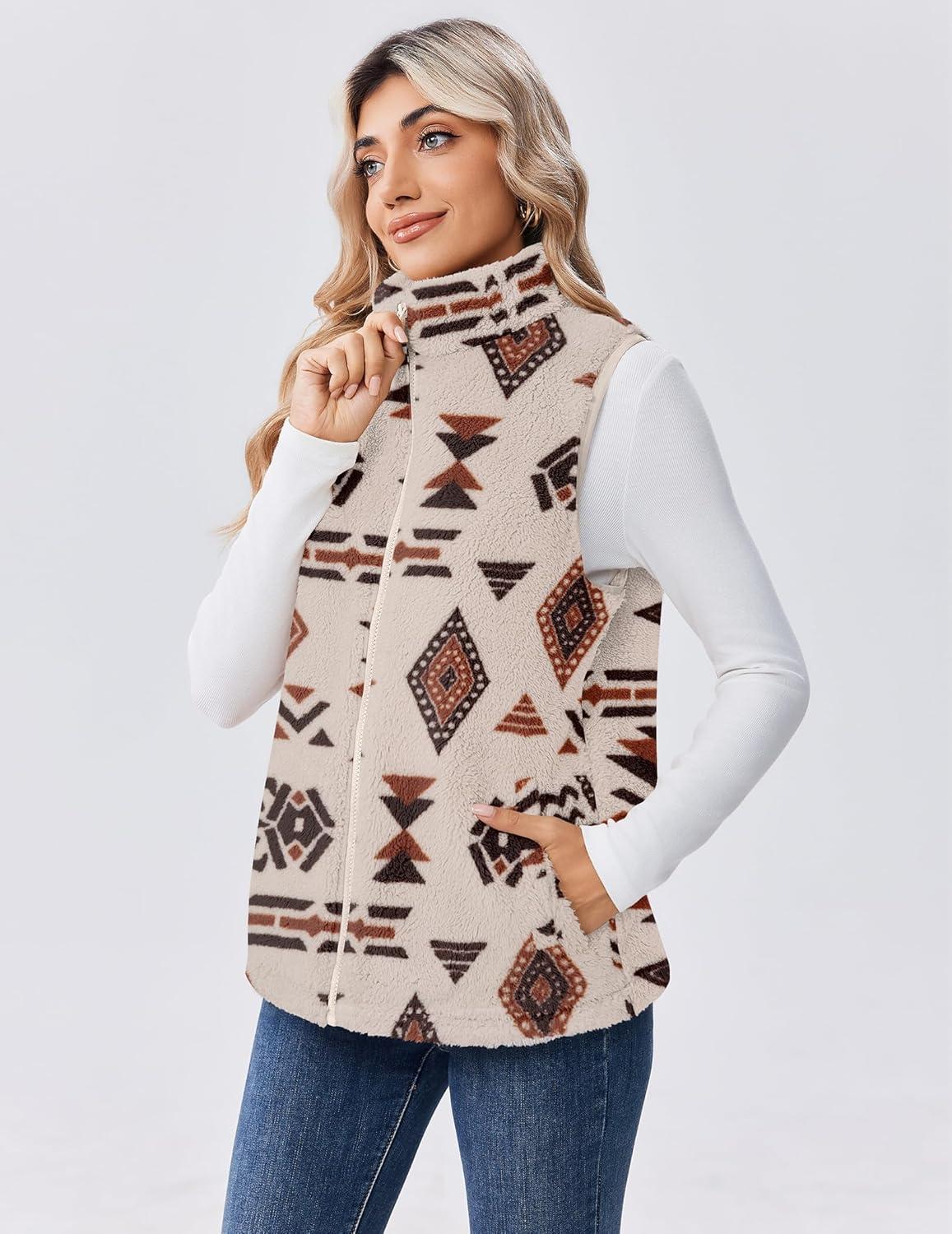 imageZeagoo Vest For Women Sleeveless Sherpa Fleece Jackets Lightweight Zip Up Fall Winter Coats With PocketsMulticolor 533