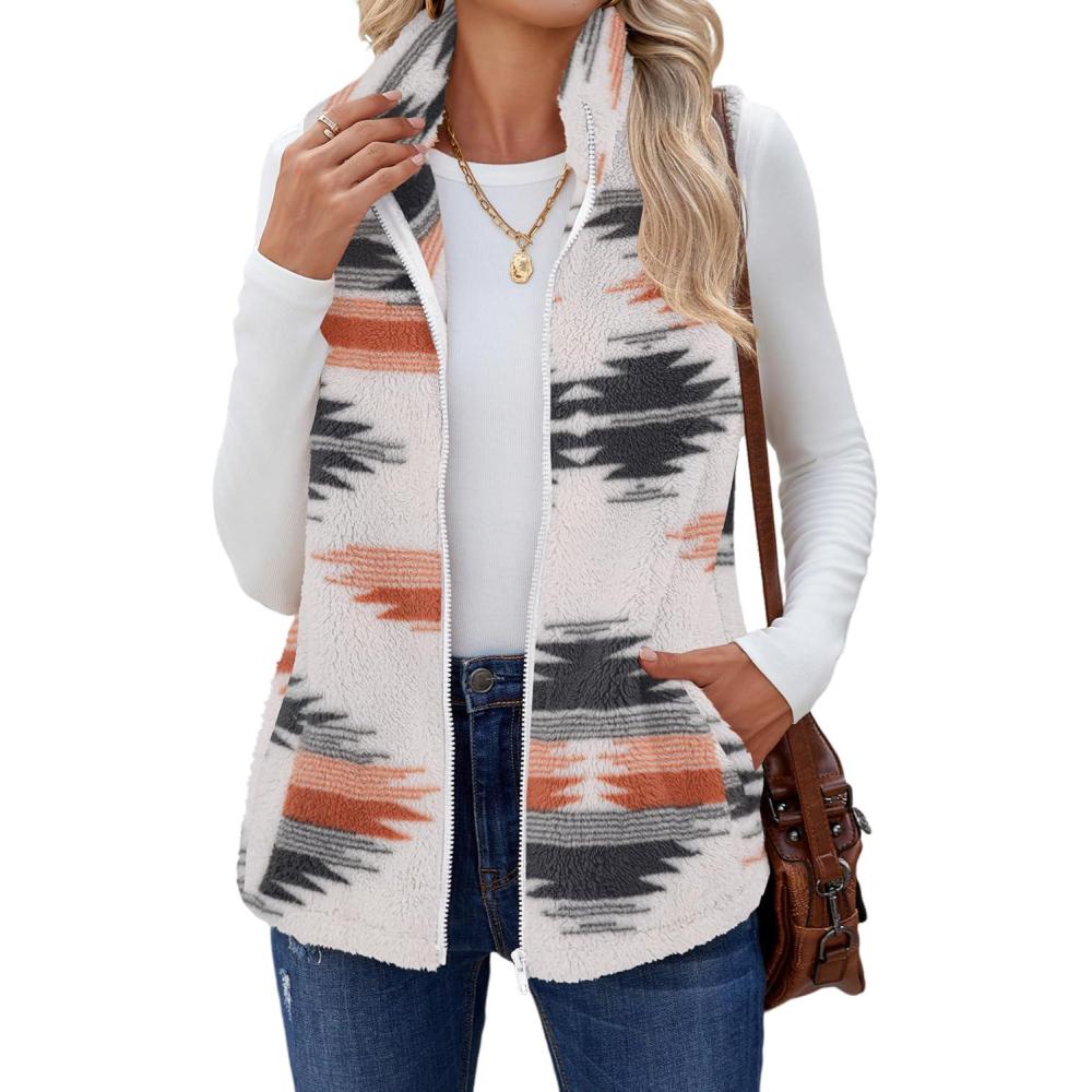imageZeagoo Vest For Women Sleeveless Sherpa Fleece Jackets Lightweight Zip Up Fall Winter Coats With PocketsMulticolor 534