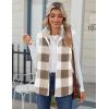 imageZeagoo Vest For Women Sleeveless Sherpa Fleece Jackets Lightweight Zip Up Fall Winter Coats With PocketsKhaki White Plaid