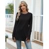 imageZeagoo Womens Casual Long Sleeve Shirts Crew Neck Round Hem Loose TShirts Tunic Tops with Thumb HolesBlack