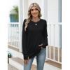 imageZeagoo Womens Casual Long Sleeve Shirts Crew Neck Round Hem Loose TShirts Tunic Tops with Thumb HolesBlack