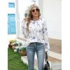 imageZeagoo Womens Casual Long Sleeve Shirts Crew Neck Round Hem Loose TShirts Tunic Tops with Thumb HolesFloral White