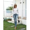 imageZeagoo Womens Casual Long Sleeve Shirts Crew Neck Round Hem Loose TShirts Tunic Tops with Thumb HolesFloral White