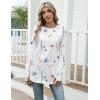 imageZeagoo Womens Casual Long Sleeve Shirts Crew Neck Round Hem Loose TShirts Tunic Tops with Thumb HolesFloral White