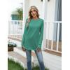 imageZeagoo Womens Casual Long Sleeve Shirts Crew Neck Round Hem Loose TShirts Tunic Tops with Thumb HolesGreen