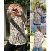 imageZeagoo Womens Casual Long Sleeve Shirts Crew Neck Round Hem Loose TShirts Tunic Tops with Thumb HolesKhaki Floral