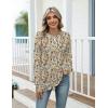 imageZeagoo Womens Casual Long Sleeve Shirts Crew Neck Round Hem Loose TShirts Tunic Tops with Thumb HolesKhaki Floral