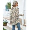 imageZeagoo Womens Casual Long Sleeve Shirts Crew Neck Round Hem Loose TShirts Tunic Tops with Thumb HolesKhaki Floral