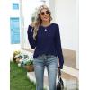 imageZeagoo Womens Casual Long Sleeve Shirts Crew Neck Round Hem Loose TShirts Tunic Tops with Thumb HolesNavy Blue