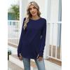 imageZeagoo Womens Casual Long Sleeve Shirts Crew Neck Round Hem Loose TShirts Tunic Tops with Thumb HolesNavy Blue