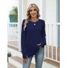 imageZeagoo Womens Casual Long Sleeve Shirts Crew Neck Round Hem Loose TShirts Tunic Tops with Thumb HolesNavy Blue