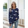 imageZeagoo Womens Casual Long Sleeve Shirts Crew Neck Round Hem Loose TShirts Tunic Tops with Thumb HolesNavy Floral