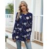 imageZeagoo Womens Casual Long Sleeve Shirts Crew Neck Round Hem Loose TShirts Tunic Tops with Thumb HolesNavy Floral