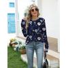 imageZeagoo Womens Casual Long Sleeve Shirts Crew Neck Round Hem Loose TShirts Tunic Tops with Thumb HolesNavy Floral