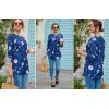 imageZeagoo Womens Casual Long Sleeve Shirts Crew Neck Round Hem Loose TShirts Tunic Tops with Thumb HolesNavy Floral