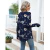 imageZeagoo Womens Casual Long Sleeve Shirts Crew Neck Round Hem Loose TShirts Tunic Tops with Thumb HolesNavy Floral
