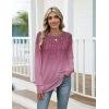 imageZeagoo Womens Casual Long Sleeve Shirts Crew Neck Round Hem Loose TShirts Tunic Tops with Thumb HolesPurple Willow