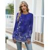 imageZeagoo Womens Casual Long Sleeve Shirts Crew Neck Round Hem Loose TShirts Tunic Tops with Thumb HolesViolet Print