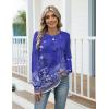 imageZeagoo Womens Casual Long Sleeve Shirts Crew Neck Round Hem Loose TShirts Tunic Tops with Thumb HolesViolet Print