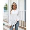 imageZeagoo Womens Casual Long Sleeve Shirts Crew Neck Round Hem Loose TShirts Tunic Tops with Thumb HolesWhite