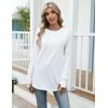 imageZeagoo Womens Casual Long Sleeve Shirts Crew Neck Round Hem Loose TShirts Tunic Tops with Thumb HolesWhite