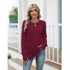 imageZeagoo Womens Casual Long Sleeve Shirts Crew Neck Round Hem Loose TShirts Tunic Tops with Thumb HolesWine Red