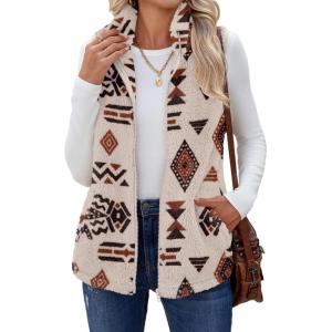 imageZeagoo Vest For Women Sleeveless Sherpa Fleece Jackets Lightweight Zip Up Fall Winter Coats With PocketsMulticolor 533