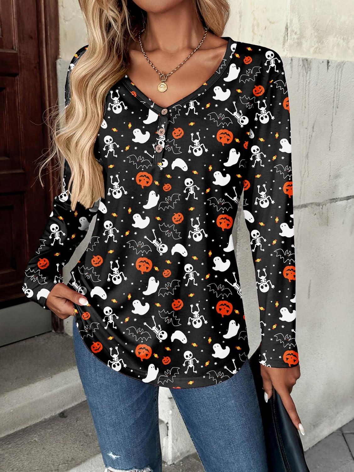 imageZeagoo Women Tops Loose Fit Long Sleeve V Neck T Shirts Business Casual Blouses Dressy Fall Fashion Work ClothesBlack Ghostws36