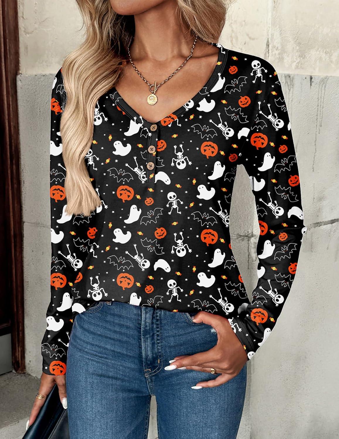imageZeagoo Women Tops Loose Fit Long Sleeve V Neck T Shirts Business Casual Blouses Dressy Fall Fashion Work ClothesBlack Ghostws36