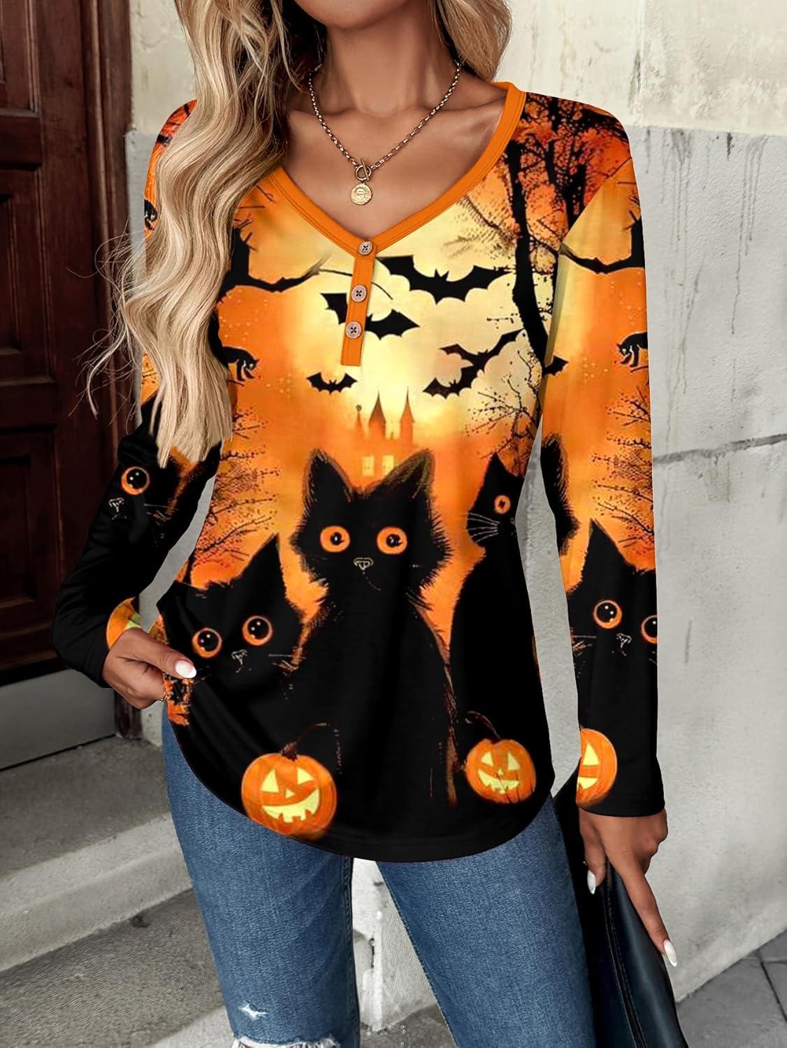 imageZeagoo Women Tops Loose Fit Long Sleeve V Neck T Shirts Business Casual Blouses Dressy Fall Fashion Work ClothesOrangews88