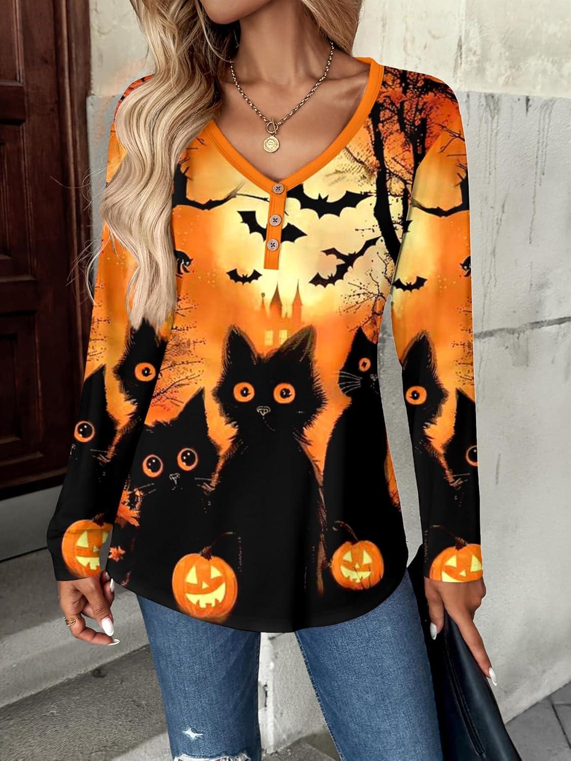 imageZeagoo Women Tops Loose Fit Long Sleeve V Neck T Shirts Business Casual Blouses Dressy Fall Fashion Work ClothesOrangews88