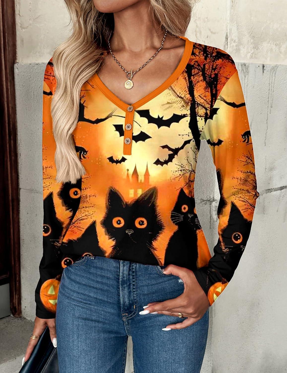 imageZeagoo Women Tops Loose Fit Long Sleeve V Neck T Shirts Business Casual Blouses Dressy Fall Fashion Work ClothesOrangews88