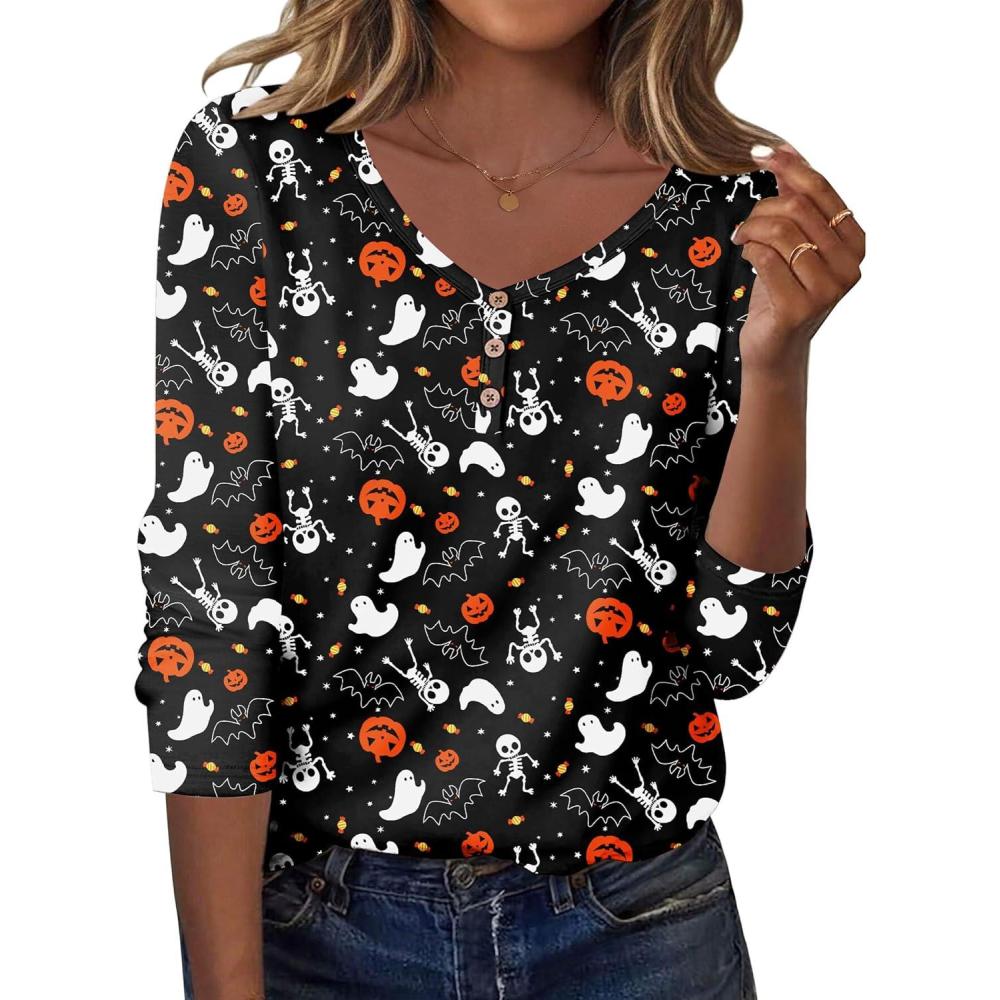 imageZeagoo Women Tops Loose Fit Long Sleeve V Neck T Shirts Business Casual Blouses Dressy Fall Fashion Work ClothesBlack Ghostws36