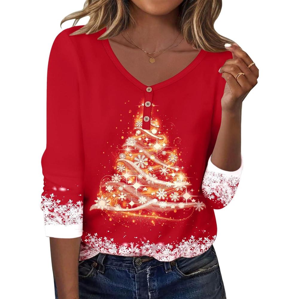 imageZeagoo Women Tops Loose Fit Long Sleeve V Neck T Shirts Business Casual Blouses Dressy Fall Fashion Work ClothesRedsd489