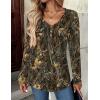imageZeagoo Women Tops Loose Fit Long Sleeve V Neck T Shirts Business Casual Blouses Dressy Fall Fashion Work ClothesBrown Printcx295