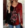 imageZeagoo Women Tops Loose Fit Long Sleeve V Neck T Shirts Business Casual Blouses Dressy Fall Fashion Work ClothesRed Flowerbf309